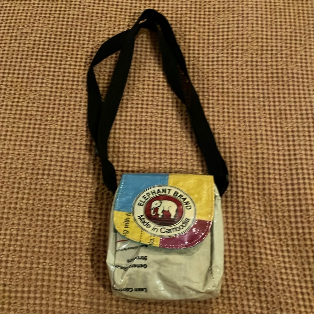 New Elephant Brand recycled cement bag cross body bag w/fabulous colouring